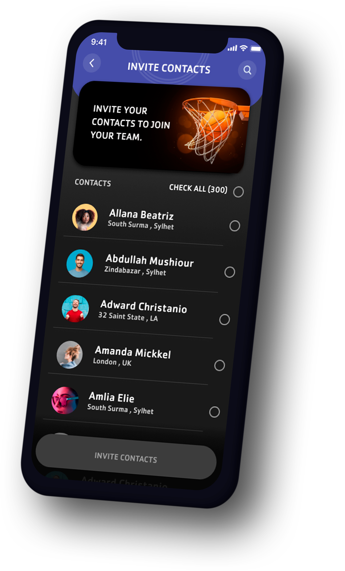 Additional features screen